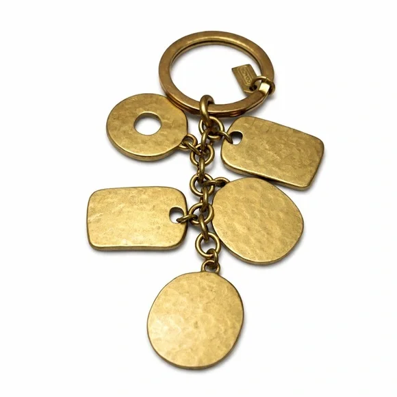 Coach Y2K Hammered Brass Coins Key Fob Multi Charm Bag Charm RARE 💛✨ - Picture 2 of 4